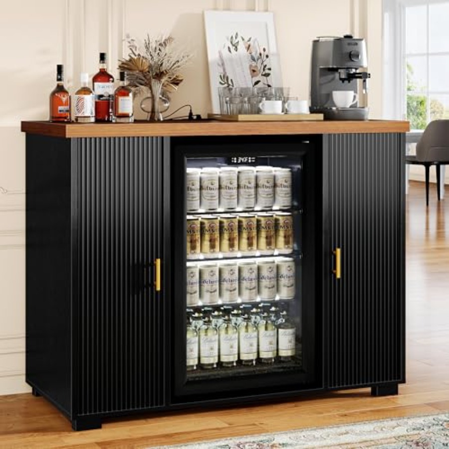 47 Fluted Coffee Bar Cabinet w - Home Bar And Fridge 评论和价格