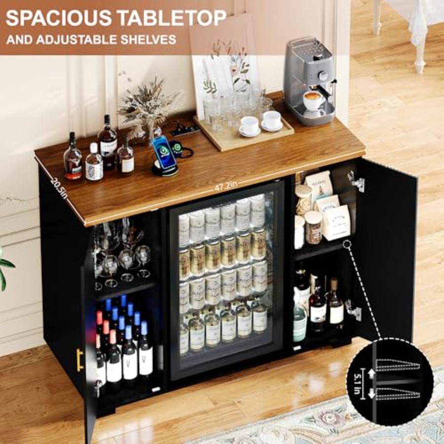 47 Fluted Coffee Bar Cabinet w - Home Bar And Fridge 评论和价格