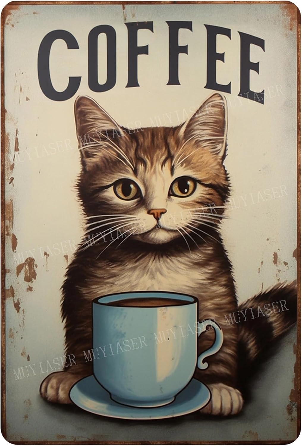 Metal Signs cat coffee retro S - Home Bar And Coffee 评论和价格